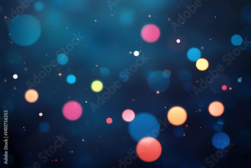 Abstract Dark Blue Blurred Bokeh Background