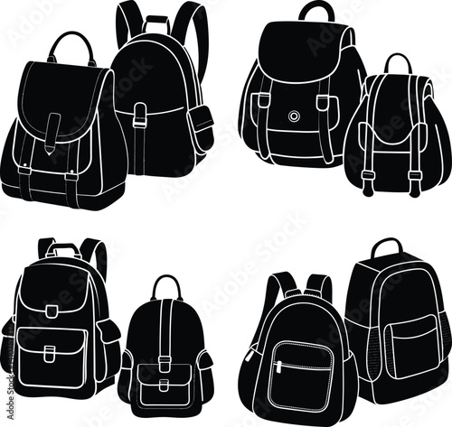 Mini Backpacks silhouette vector