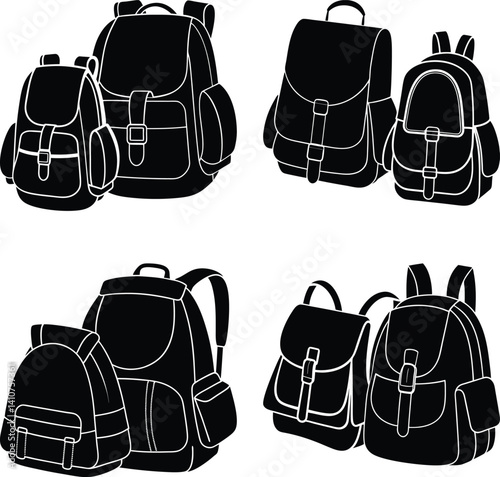 Mini Backpacks silhouette vector