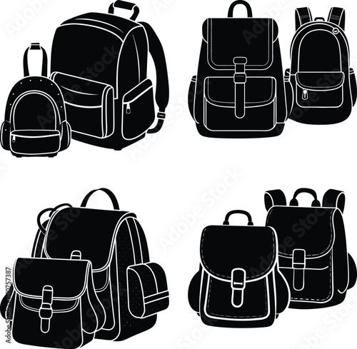 Mini Backpacks silhouette vector