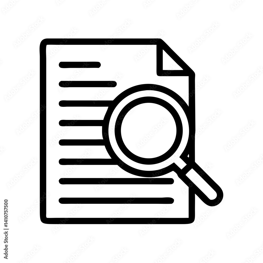 Paper with Magnifying Glass Icon Representing Document Inspection and Analysis Paper with Magnifying Glass Icon Representing Document Inspection and Analysis