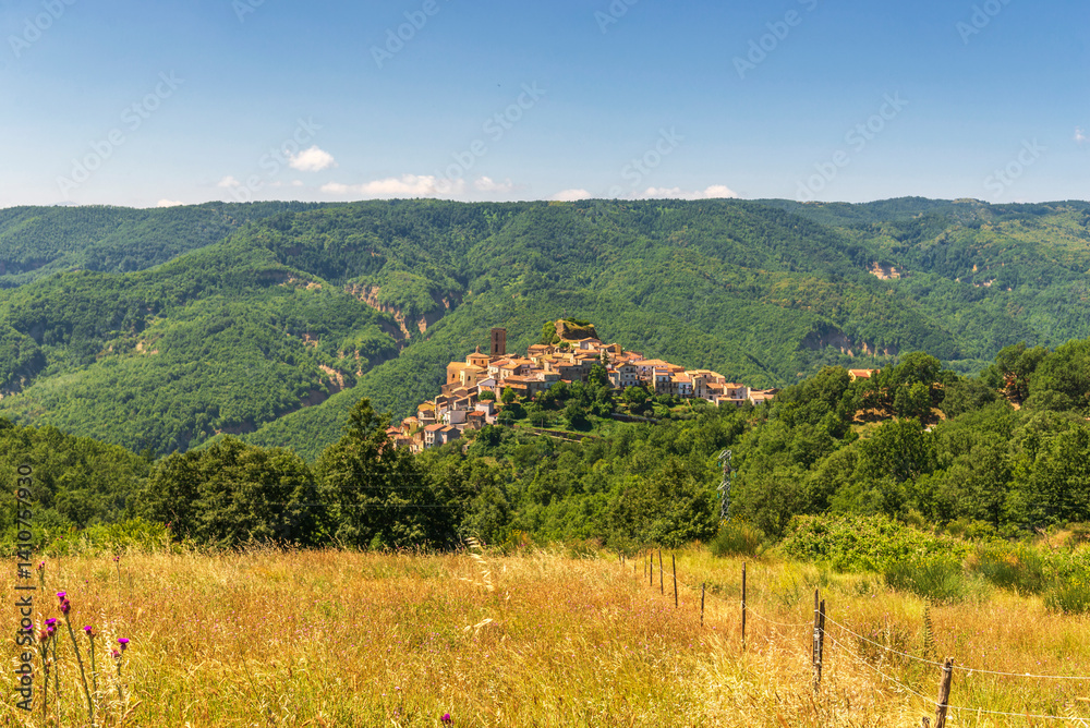 Obraz premium rural countryside landscape during a sunny summer day inside Val d'Agri, Basilicata