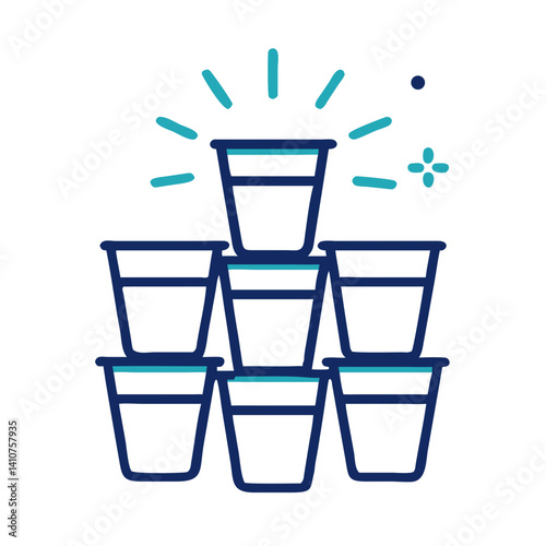 Plastic Cup Stack Icon Representing Party Drinks and Beverage Service