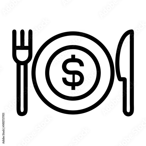 Plate with Dollar Icon Representing Meal Cost and Dining Expense