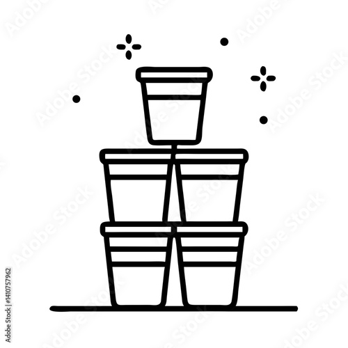 Plastic Cup Stack Icon Representing Party Drinks and Beverage Service