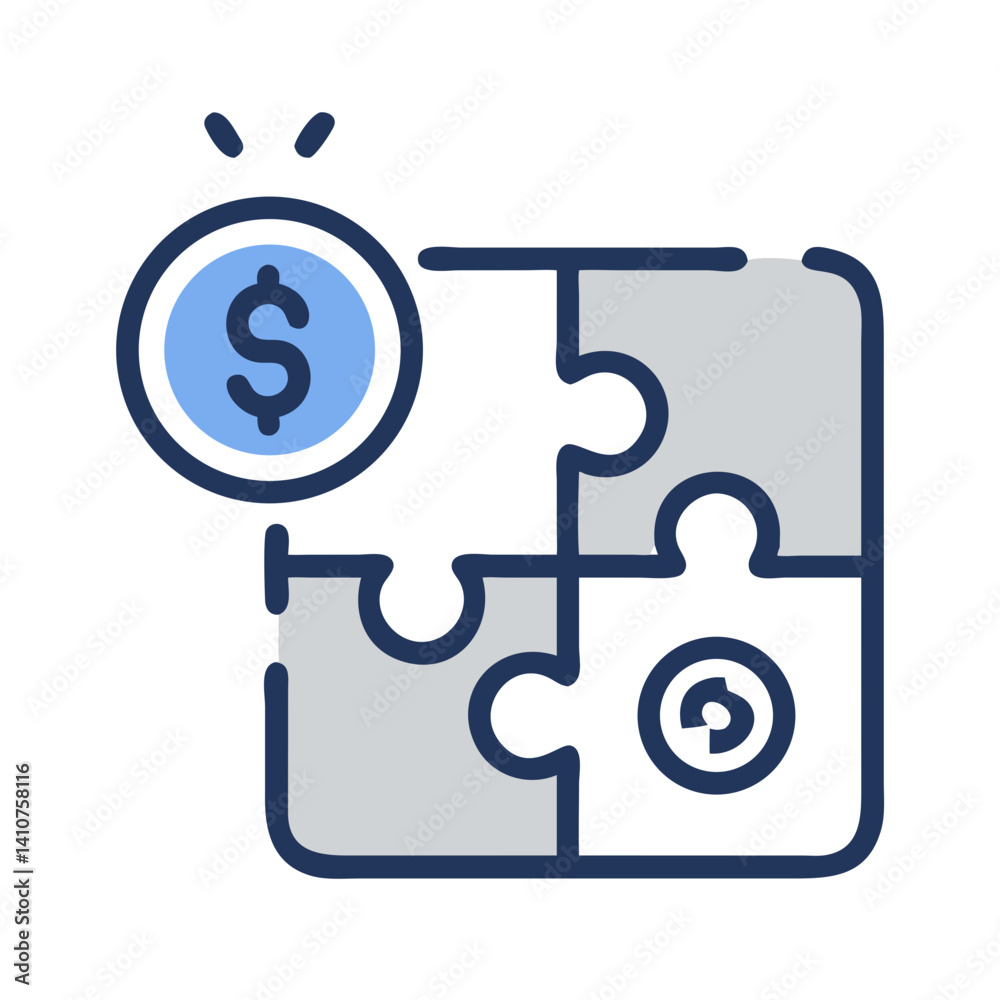 Puzzle with Dollar Sign Icon Representing Financial Strategy and Investment Puzzle with Dollar Sign Icon Representing Financial Strategy and Investment