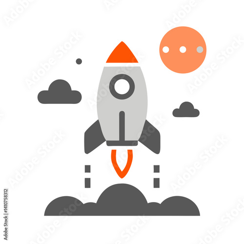 Rocket Launch Icon Representing Space Travel and Exploration
