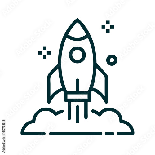 Rocket Launch Icon Representing Space Travel and Exploration