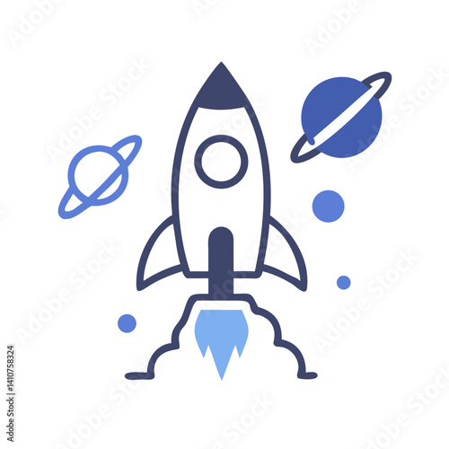 Rocket Launch Icon Representing Space Travel and Exploration
