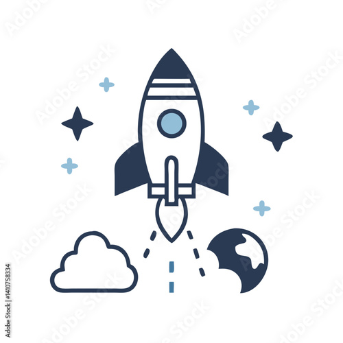 Rocket Launch Icon Representing Space Travel and Exploration