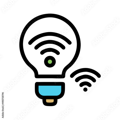 Smart Bulb Icon Representing Wireless Light and Remote-Controlled Illumination