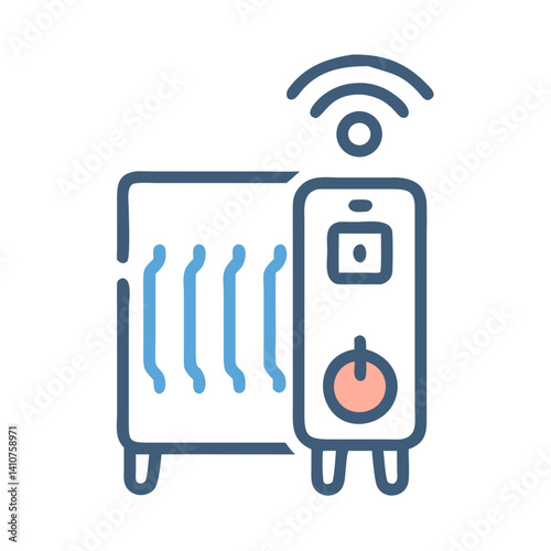 Smart Heater Icon Representing Remote Temperature Control and Intelligent Heating