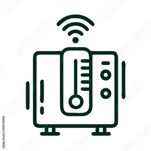 Smart Heater Icon Representing Remote Temperature Control and Intelligent Heating