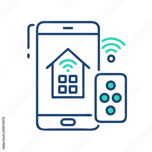 Smartphone with Home Controls Icon Representing Smart Home Management and Remote Automation
