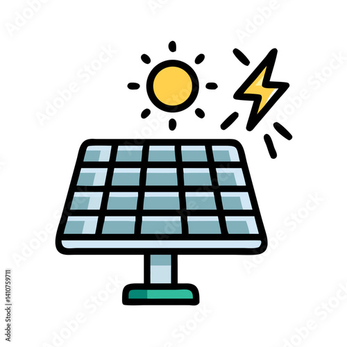 Solar Panel Icon Representing Renewable Energy and Sustainable Power Source