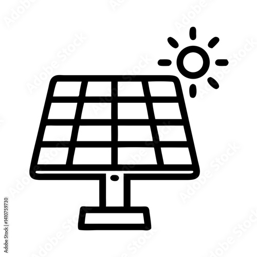 Solar Panel Icon Representing Renewable Energy and Sustainable Power Source