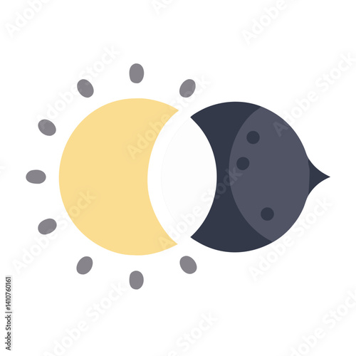 Sun and Moon Icon Representing Eclipse Phenomenon and Celestial Alignment