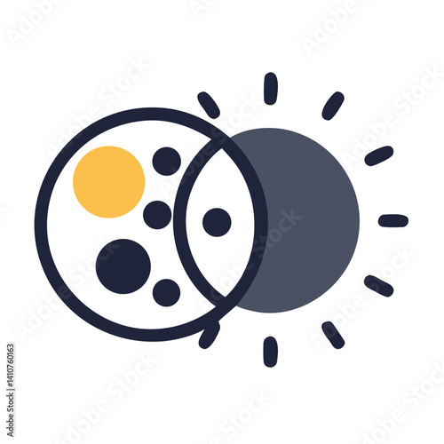 Sun and Moon Icon Representing Eclipse Phenomenon and Celestial Alignment