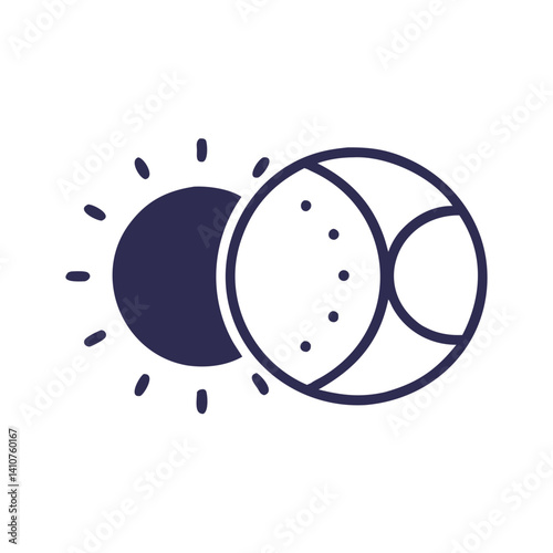 Sun and Moon Icon Representing Eclipse Phenomenon and Celestial Alignment