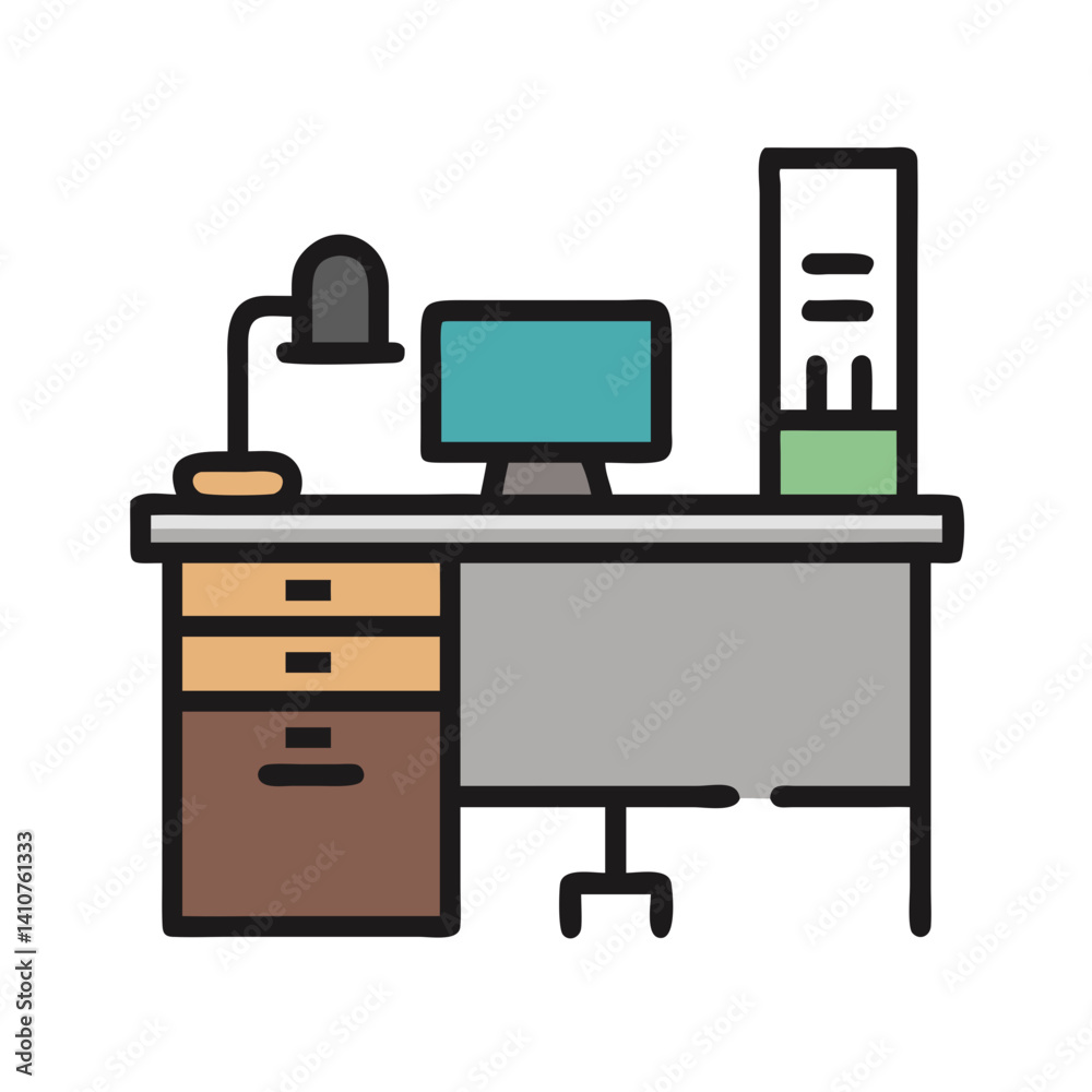 Work Desk Icon Representing Office Environment and Workplace Setup Work Desk Icon Representing Office Environment and Workplace Setup