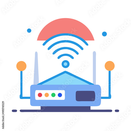 Wireless Router Icon Representing Home Internet Connection and Wi-Fi Network
