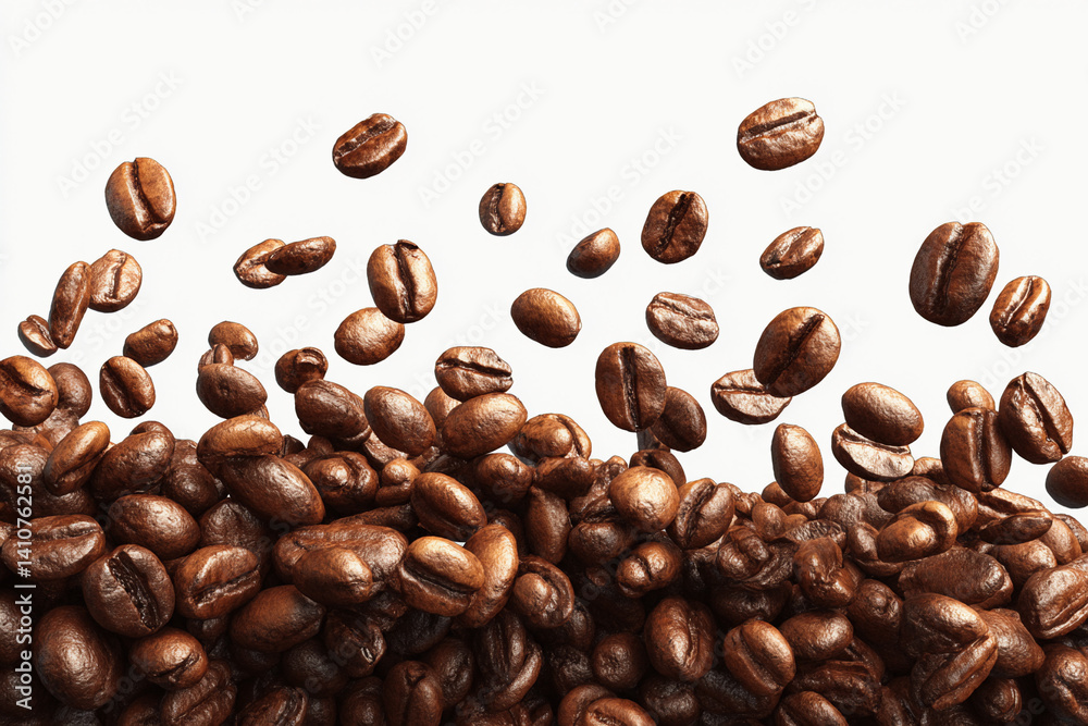 Obraz premium roasted coffee beans white background, coffee beans white, coffee beans background 