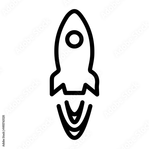 Space Rocket Flame Line Icon