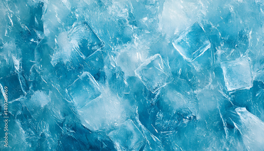 Cold frozen ice cube background, background from ice cubes