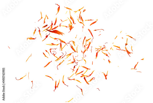 Canvastavla Safflower dry petals flying isolated on white, clipping path