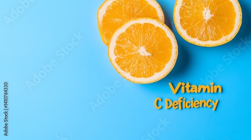 Vibrant orange slices on a blue background symbolize the importance of Vitamin C for health.