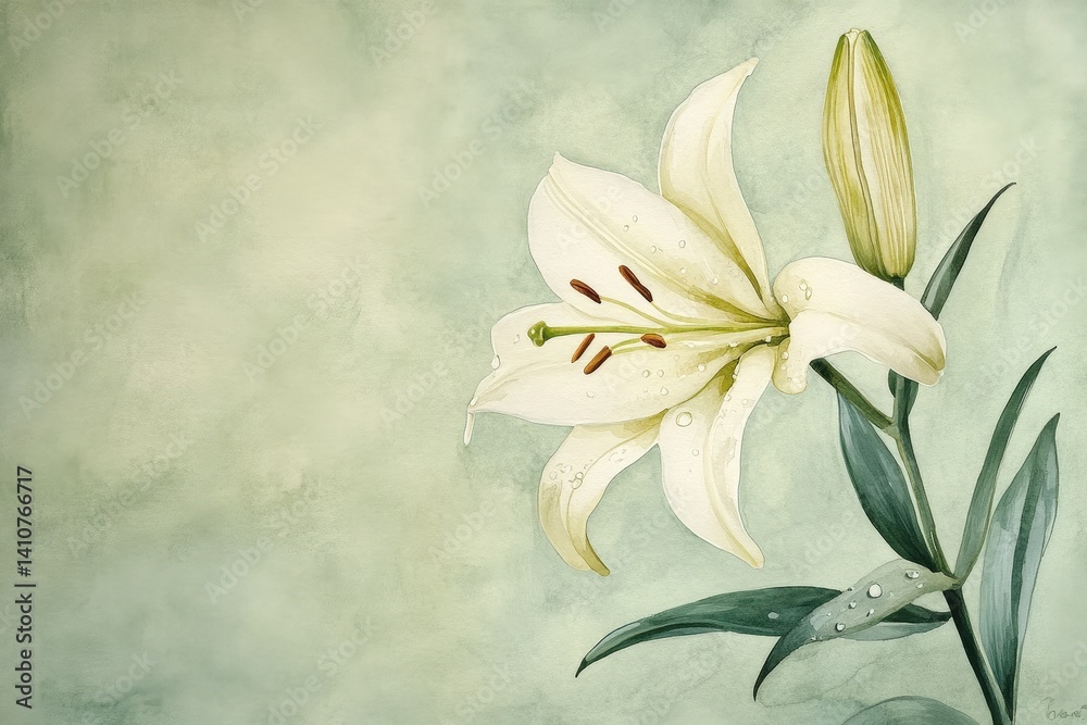 custom made wallpaper toronto digitalDelicate watercolor painting of a pristine white lily.