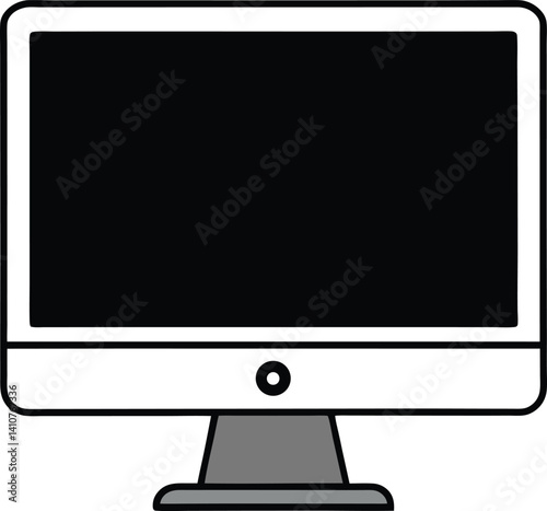  Simple line illustration of a desktop computer monitor with a blank screen, perfect for technology, digital workspace, and web development designs