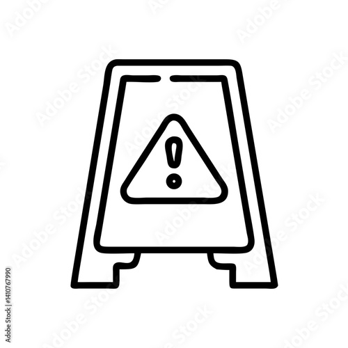 Warning sign icon with exclamation mark for use in safety notifications, janitorial services, or hazard alert signage