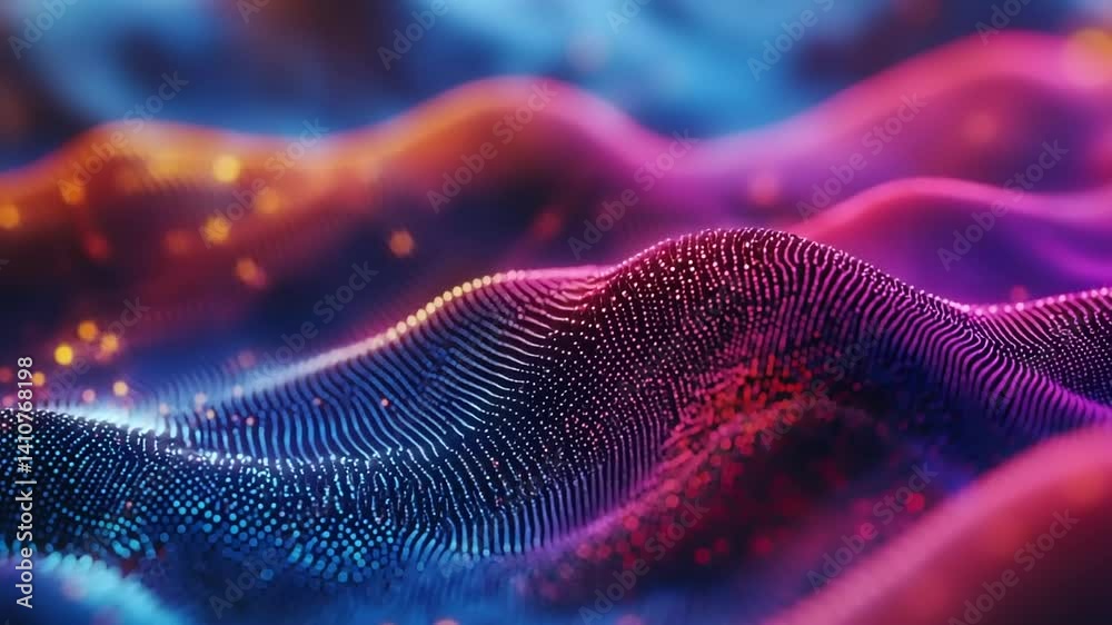Abstract wave with neon particle effects Abstract wave with neon particle effects