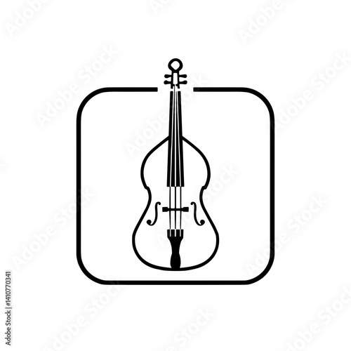 Musical double bass outline icon in minimalistic style  