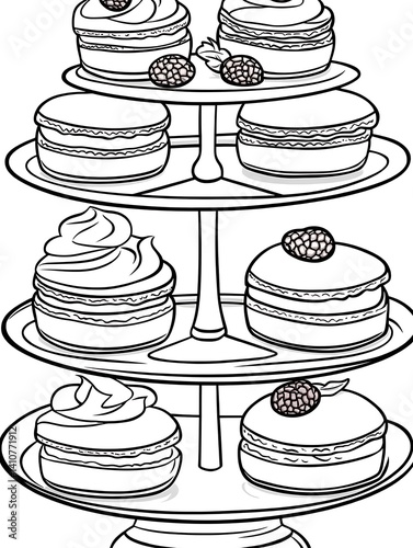 Macarons on tiered stand