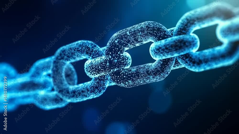 Glowing chain links against a blue backdrop