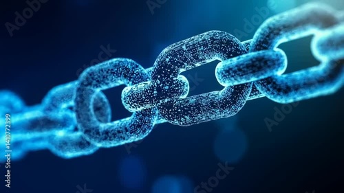 Glowing chain links against a blue backdrop