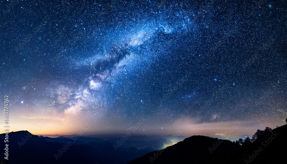 Naklejka premium Night sky filled with stars and nebulae