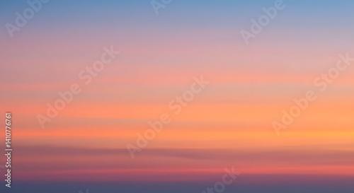 Fototapeta Naklejka Na Ścianę i Meble -  Colorful pastel sunset sky with soft gradient hues of orange, pink, and blue, tranquil and serene atmosphere, minimalistic natural background at dusk
