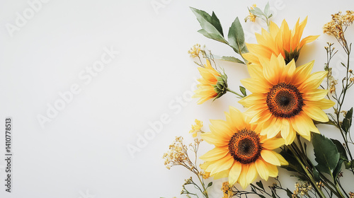 Wallpaper Mural watercolor botanical Sunflower flowers texture template background.Elegant wedding invitation card background . Minimal hand painted Design for wedding or Valentine's Day Torontodigital.ca