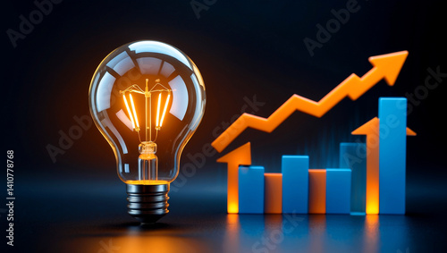 Rising electricity prices illustrated by glowing light bulb