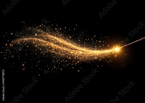 Magic Wand Sparkles Black Background