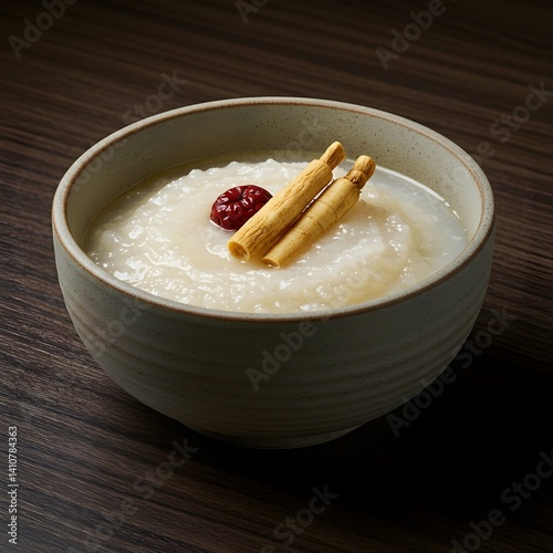 Korean-style nourishing rice porridge infused with ginseng — Insam Juk photo