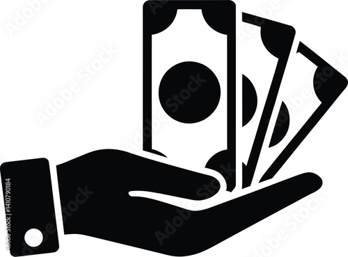 Hand Holding Cash Icon – Money Payment Symbol Vector