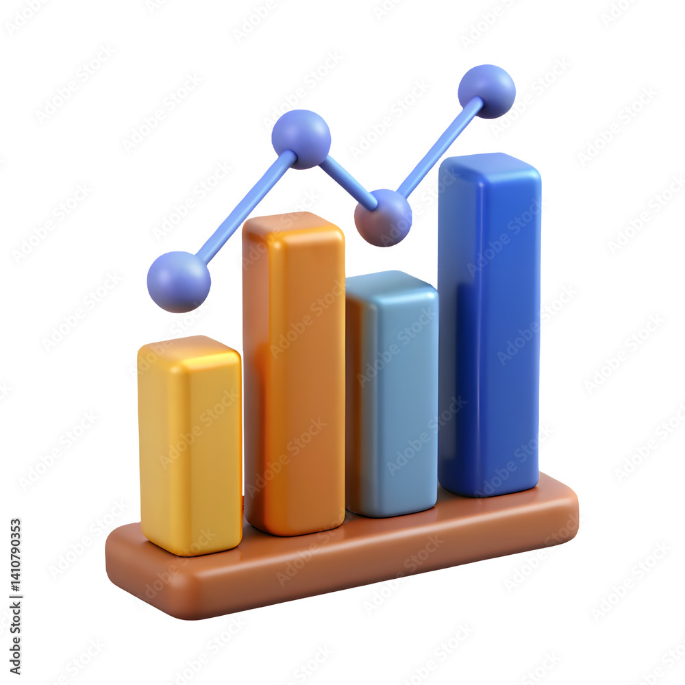 3D Plastic Growth Chart Icon: Bar Graph with Upward Trend Line
3D Plastic Growth Chart Icon: Bar Graph with Upward Trend Line