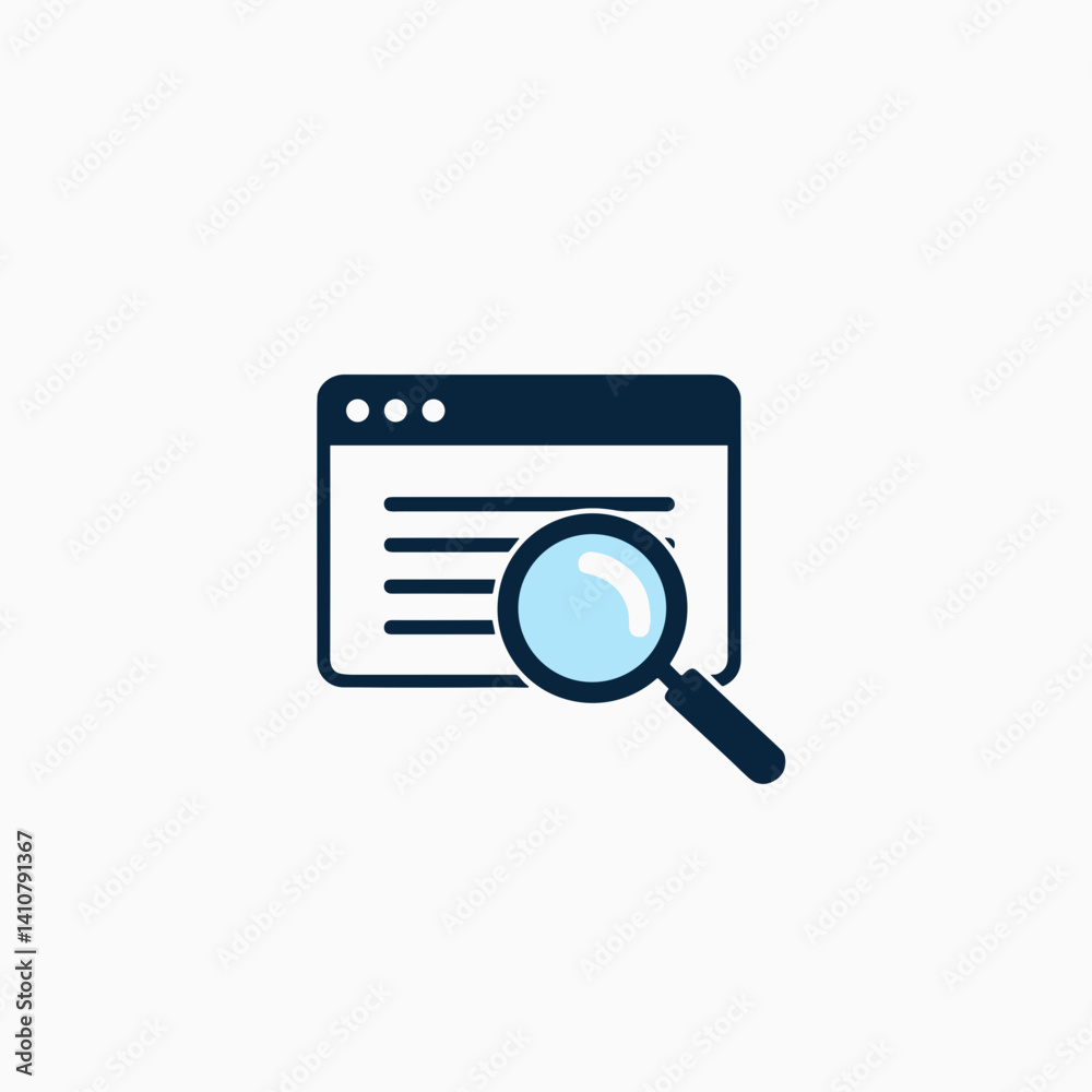 Website Interface Icon with Magnifying Glass Website Interface Icon with Magnifying Glass