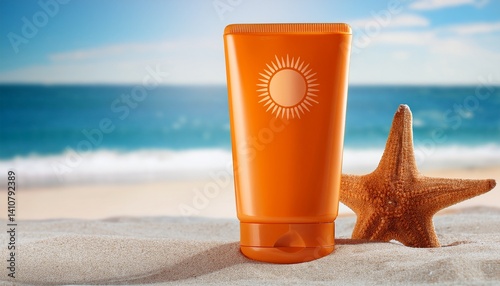 SPF 100 sunscreen in orange bottle