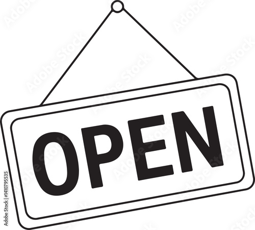 Open vector icon. Open flat sign design. Open signboard symbol pictogram. Illustration of nameplate icon 