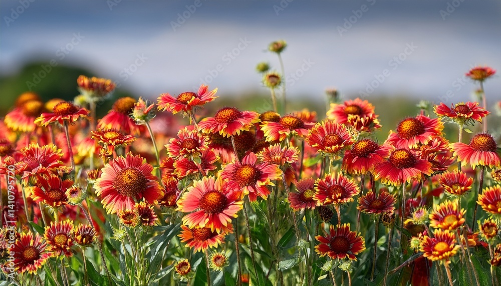 Beautiful red flowers Gaillardia pulchella (Blanket flower) Beautiful red flowers Gaillardia pulchella (Blanket flower)